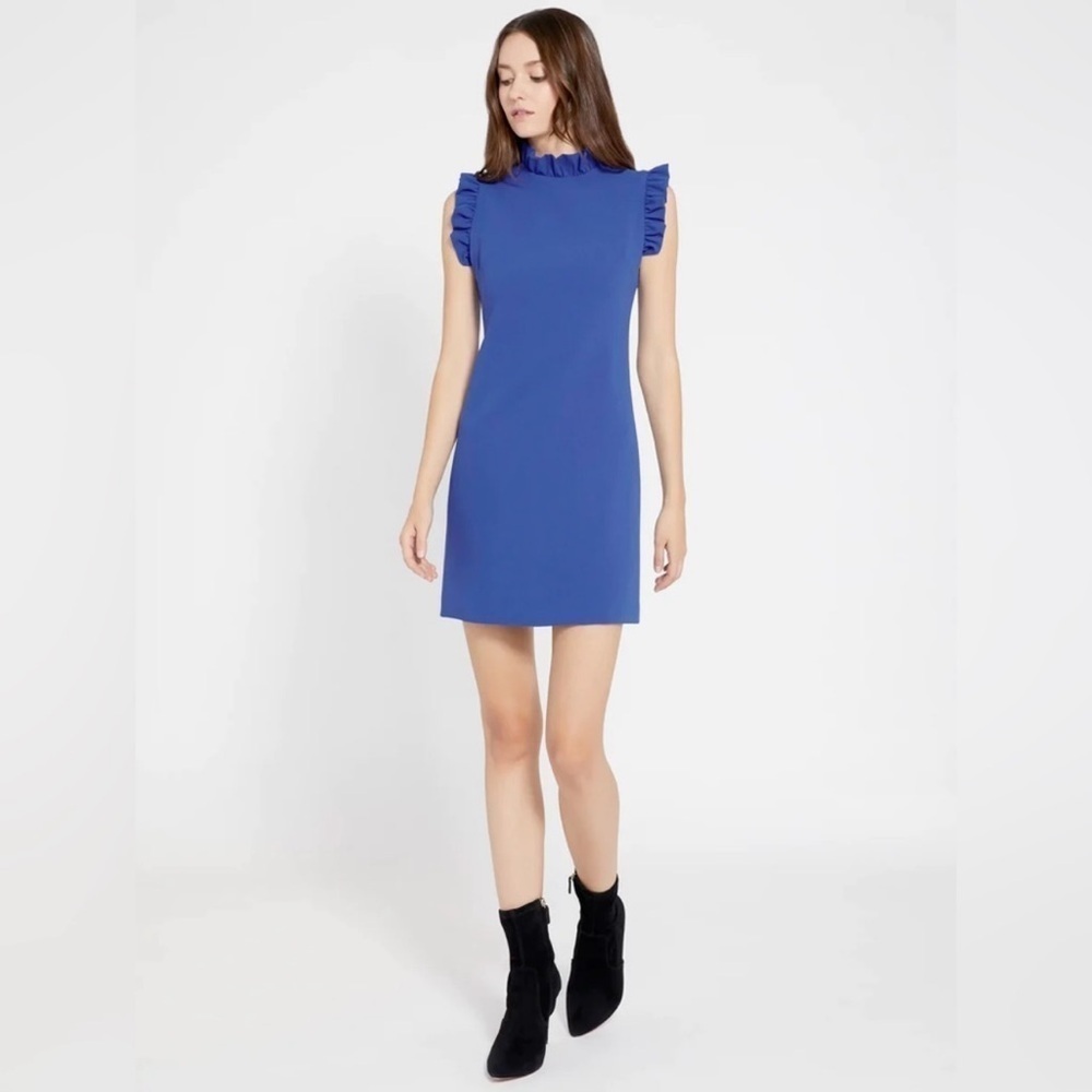 Alice + Olivia - Elsa Ruffle Collar A Line Dress in Ultramarine Size 0